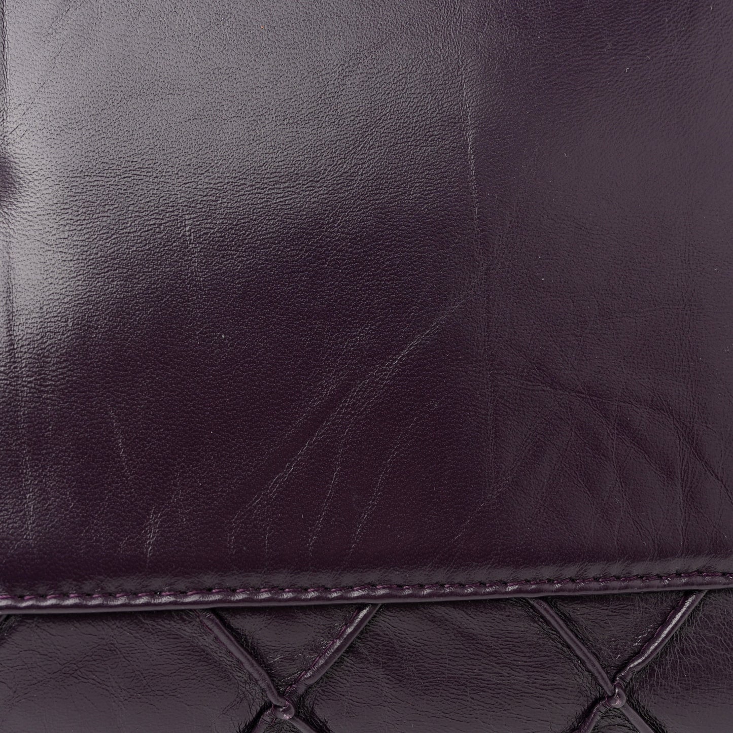 Lambskin Quilted Large Bowler Purple