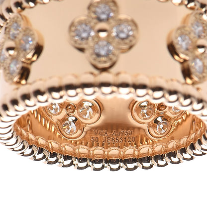 Van Cleef & Arpels 18K Yellow Gold Diamond Perlee Clovers Ring 50 5.25 4 of 5