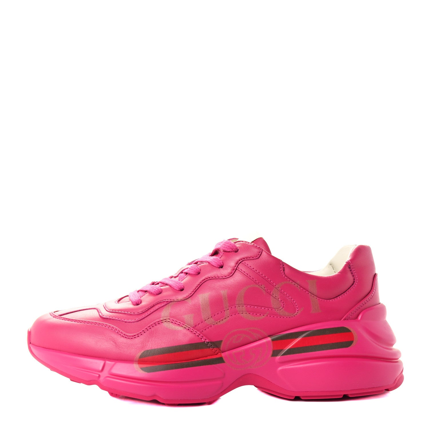 Gucci Calfskin Logo Womens Rhyton Sneakers 40 Box Pink 1 of 10