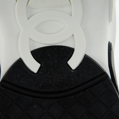Chanel Calfskin Neoprene CC Sneakers 38.5 White Black 6 of 7