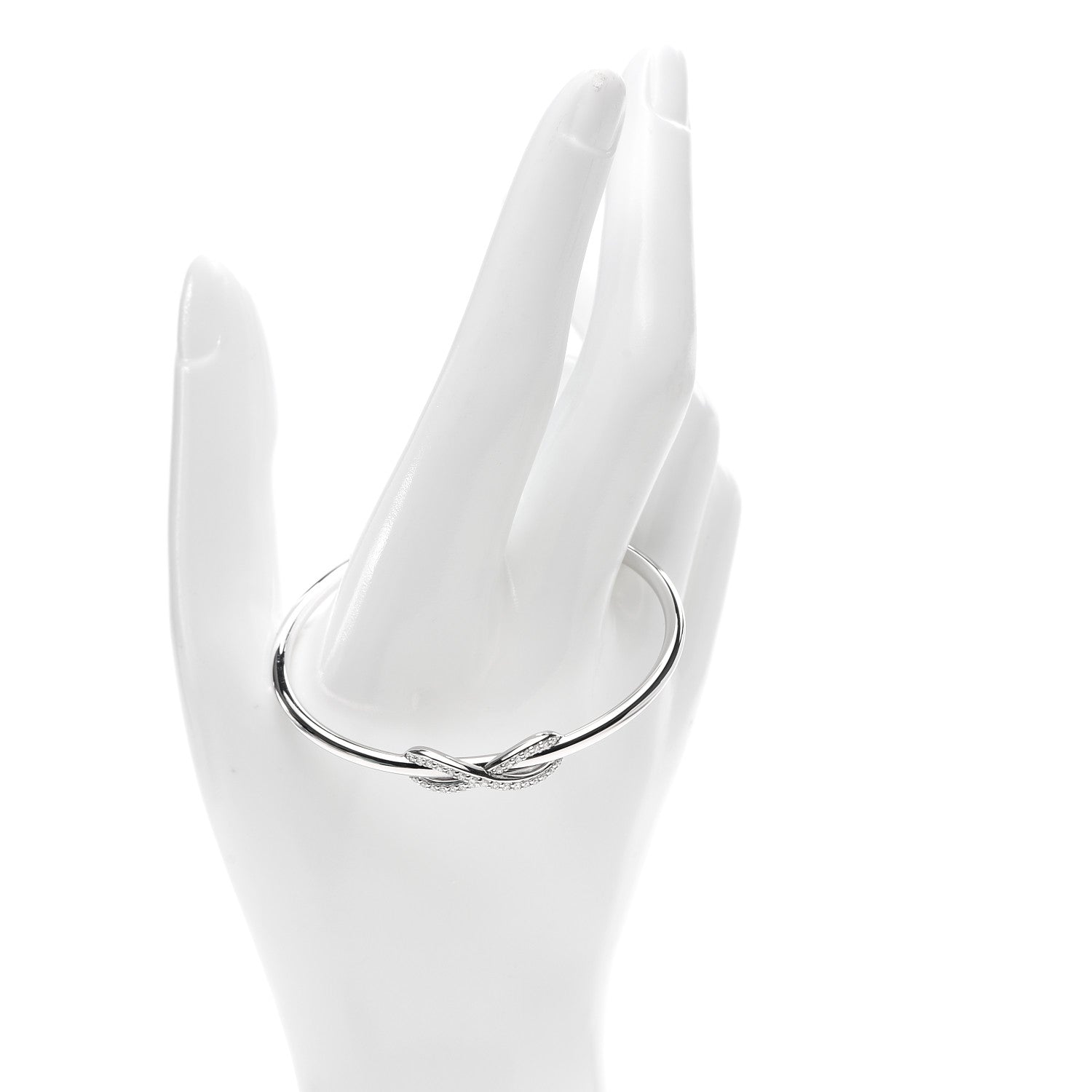 Tiffany 18K White Gold Diamond Infinity Cuff Bracelet 2 of 5