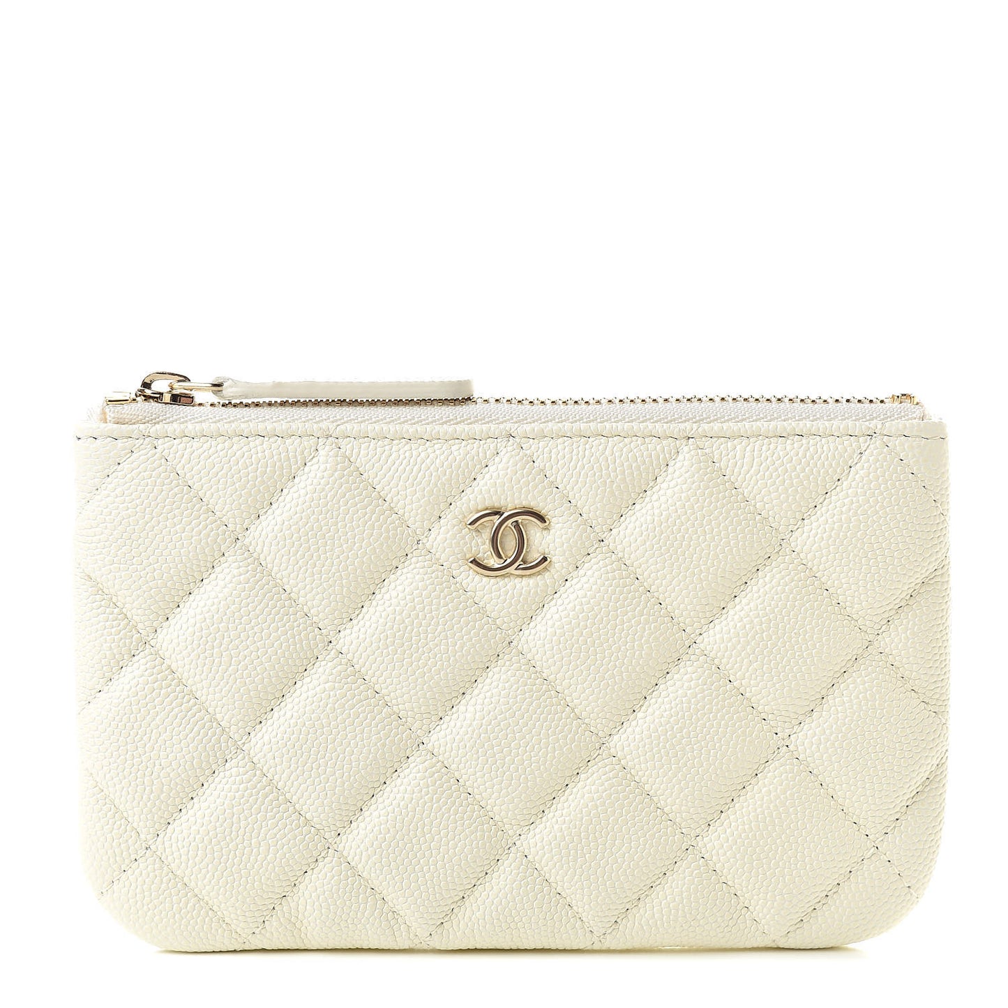 Caviar Quilted Small Cosmetic Case White