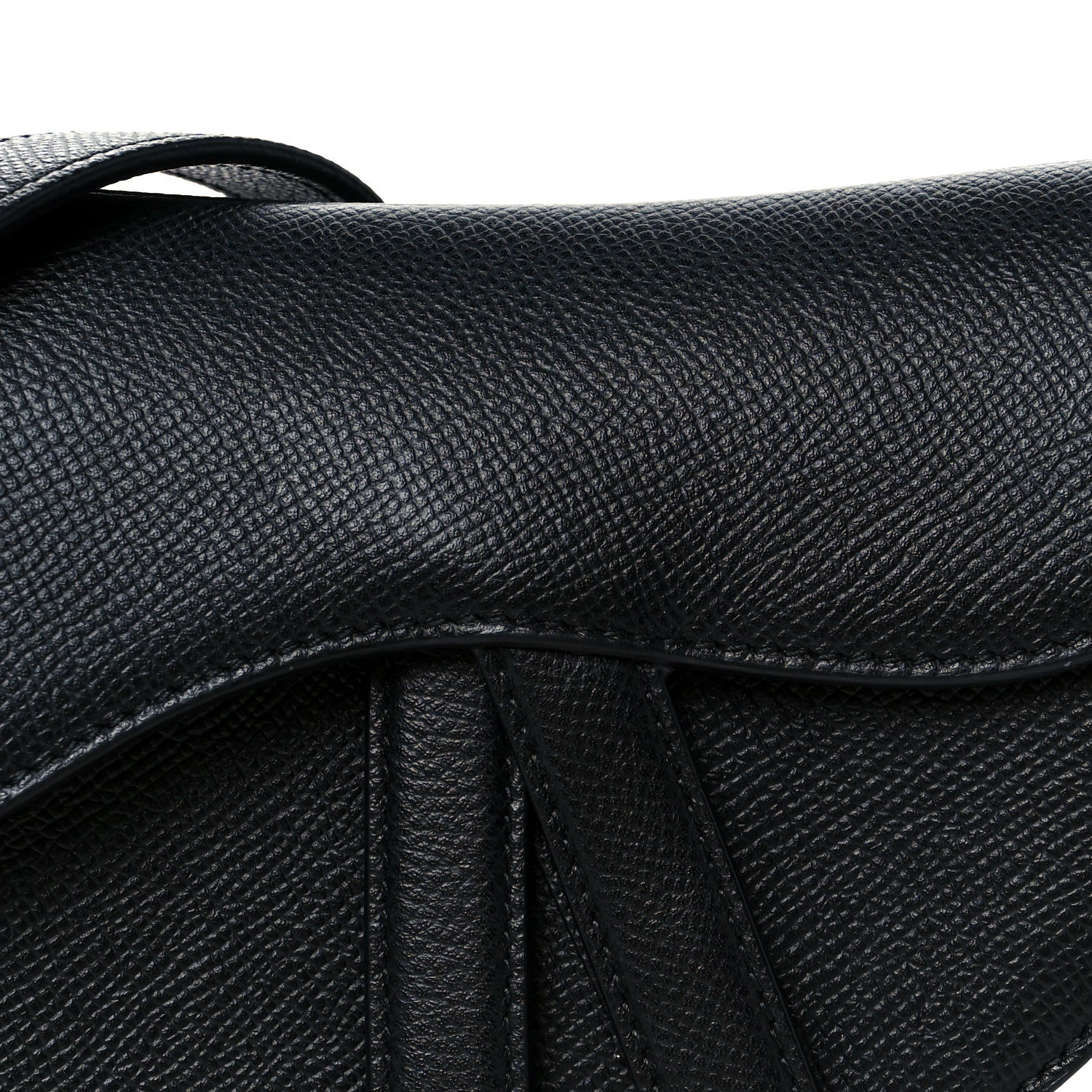 Christian Dior Grained Calfskin Mini Saddle Bag With Strap Black 8 of 11