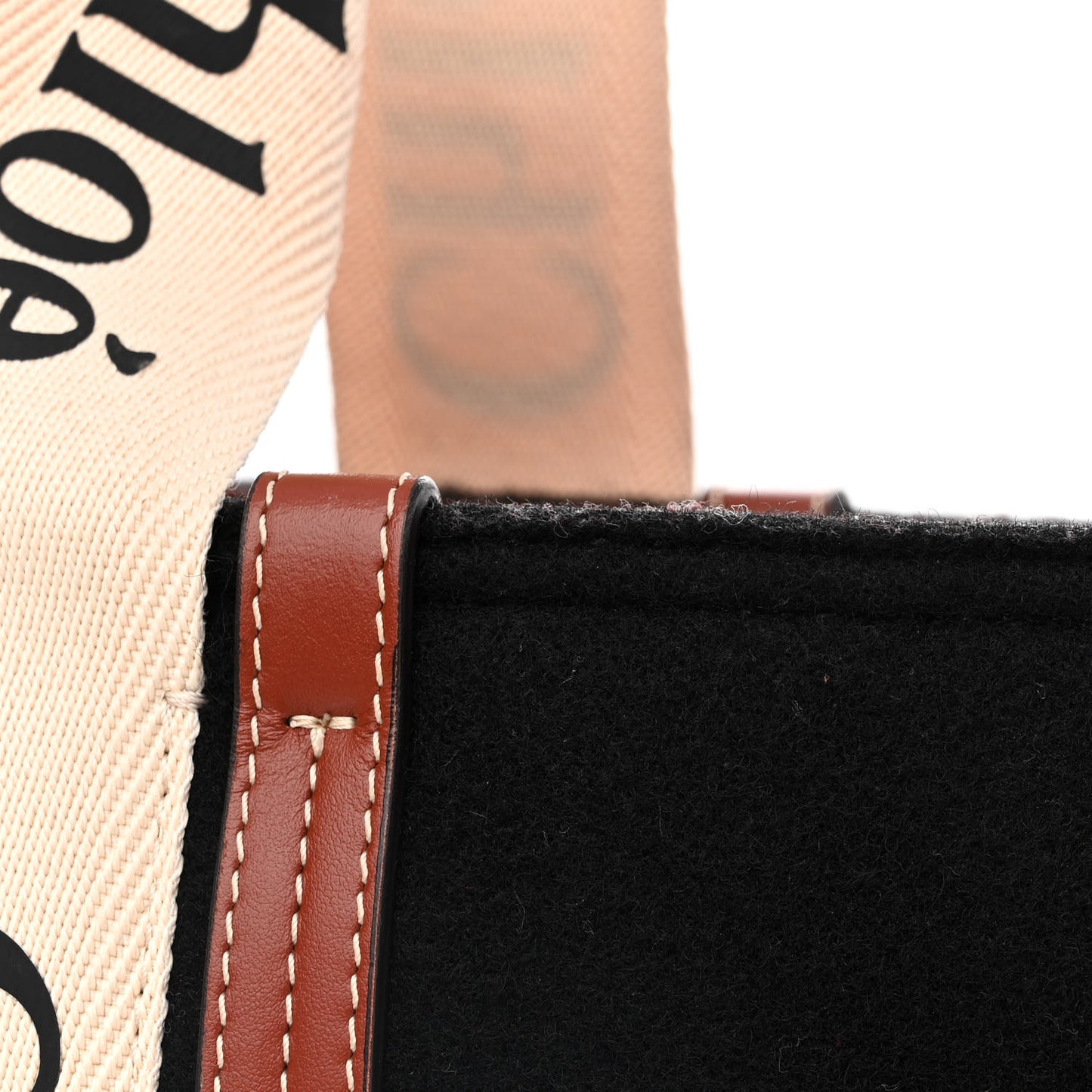 Felt Calfskin Large Woody Ribbon Tote Black