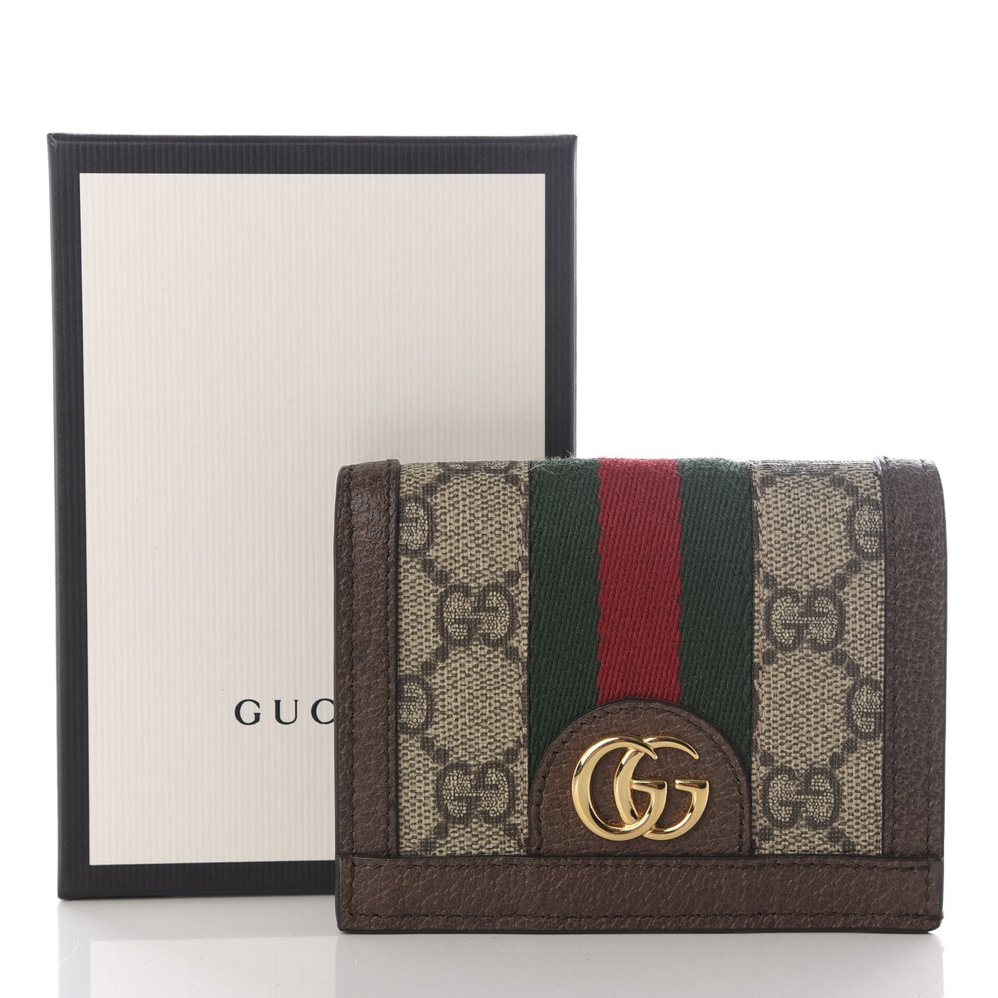 GG Supreme Monogram Web Ophidia Card Case Beige New Acero