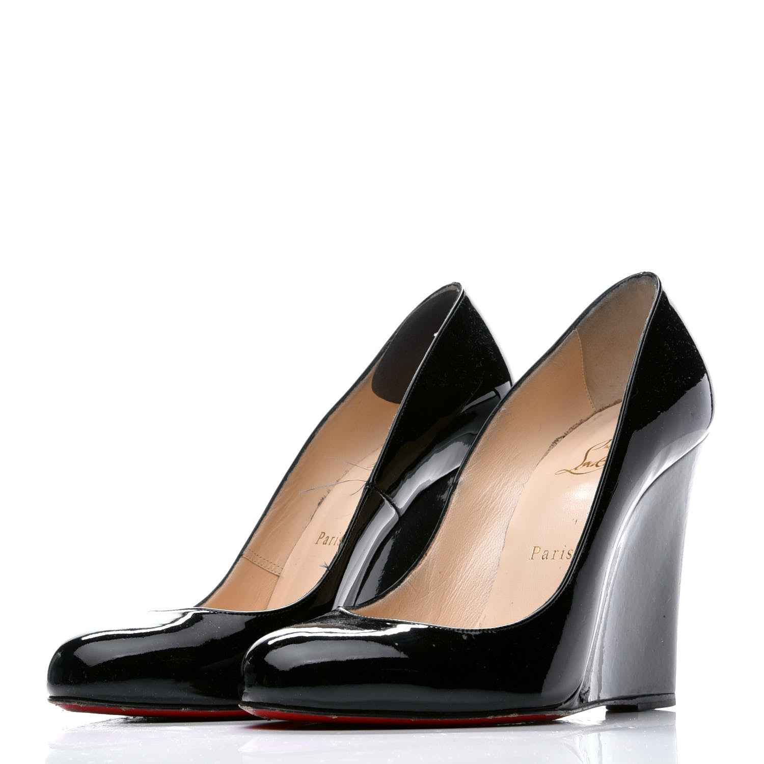Christian Louboutin Patent Ron Ron Zeppa 80 Wedges 38.5 Black 3 of 12