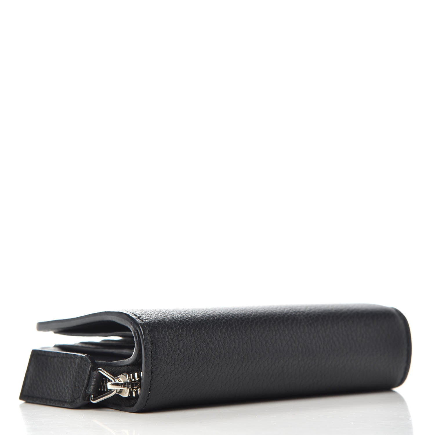 Saint Laurent Grained Calfskin Rive Gauche Compact Zip Around Wallet Black 4 of 6