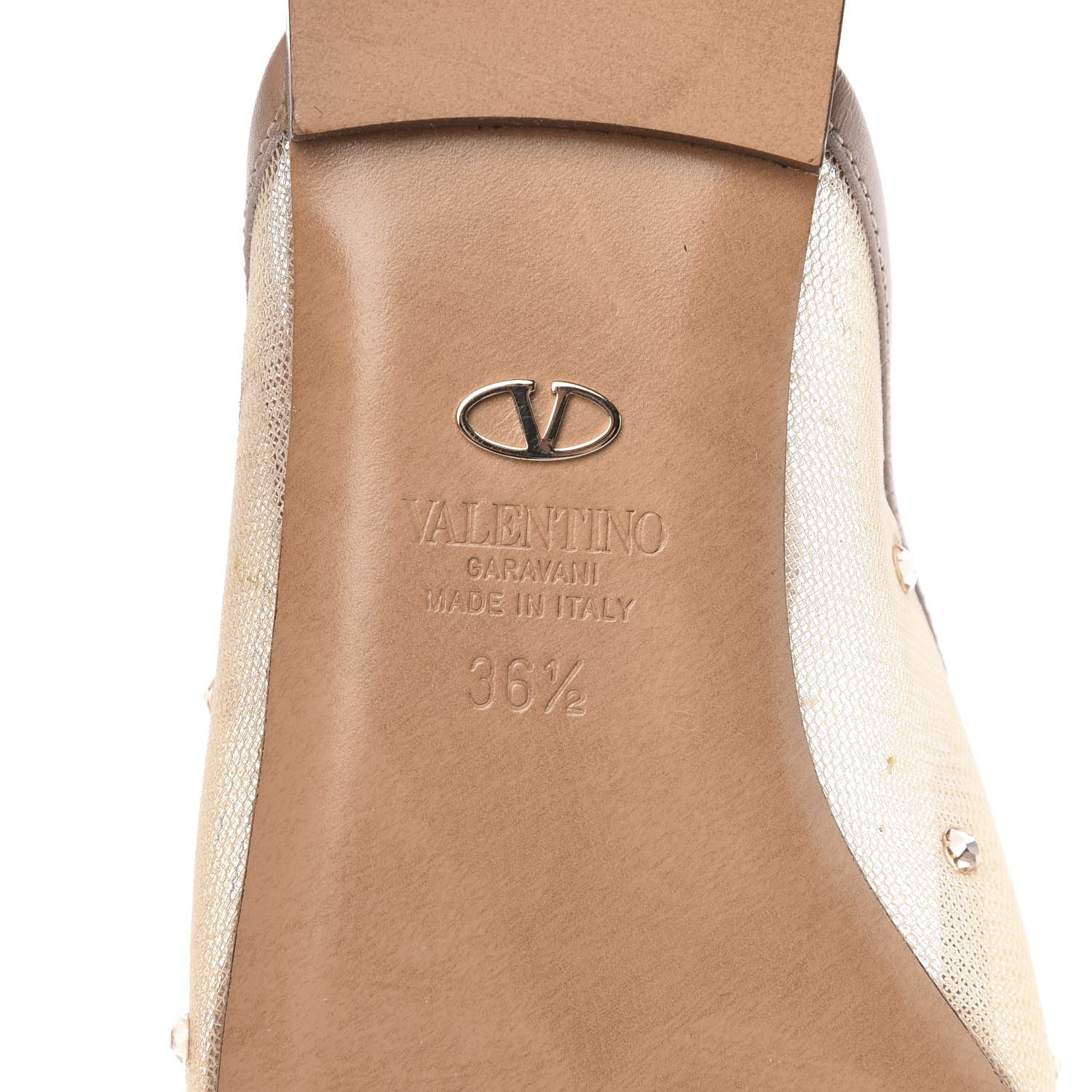 Valentino Garavani Mesh Crystal Cap Toe Slingback Flats 36.5 Nude 6 of 9