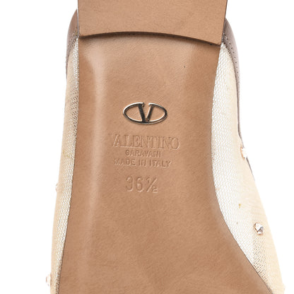 Valentino Garavani Mesh Crystal Cap Toe Slingback Flats 36.5 Nude 6 of 9