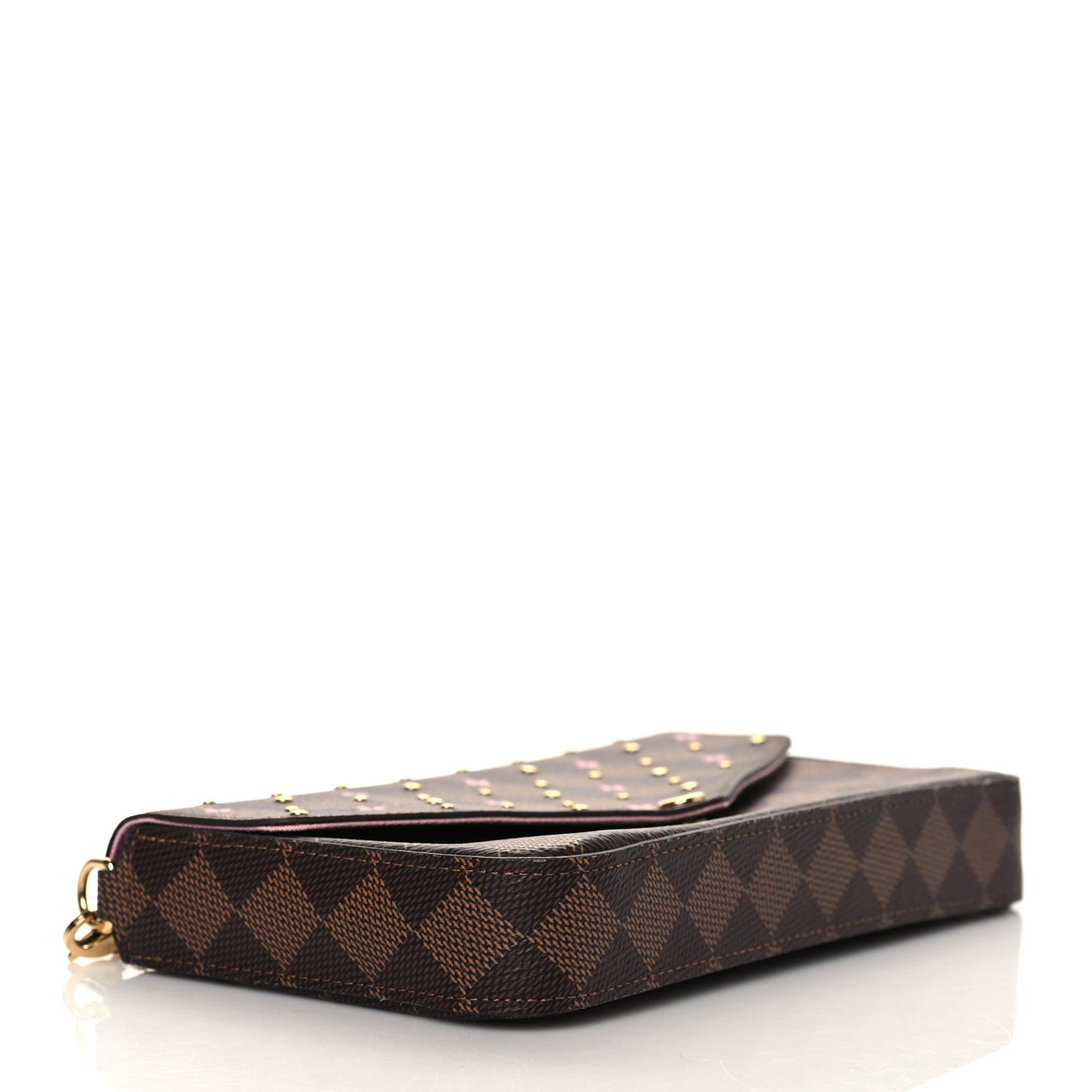 Damier Ebene Studded Pochette Felicie Chain Wallet