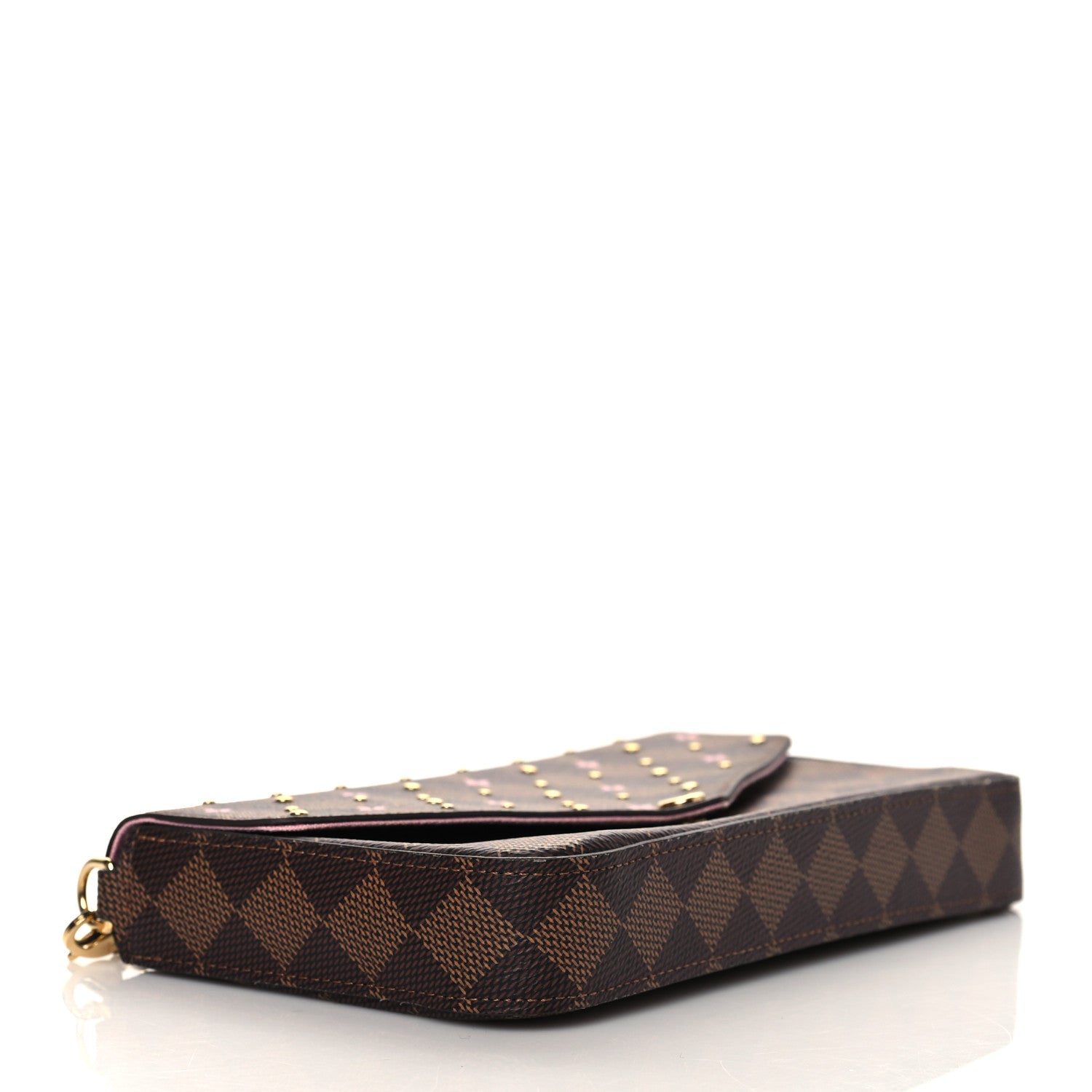 Louis Vuitton Damier Ebene Studded Pochette Felicie Chain Wallet 4 of 9