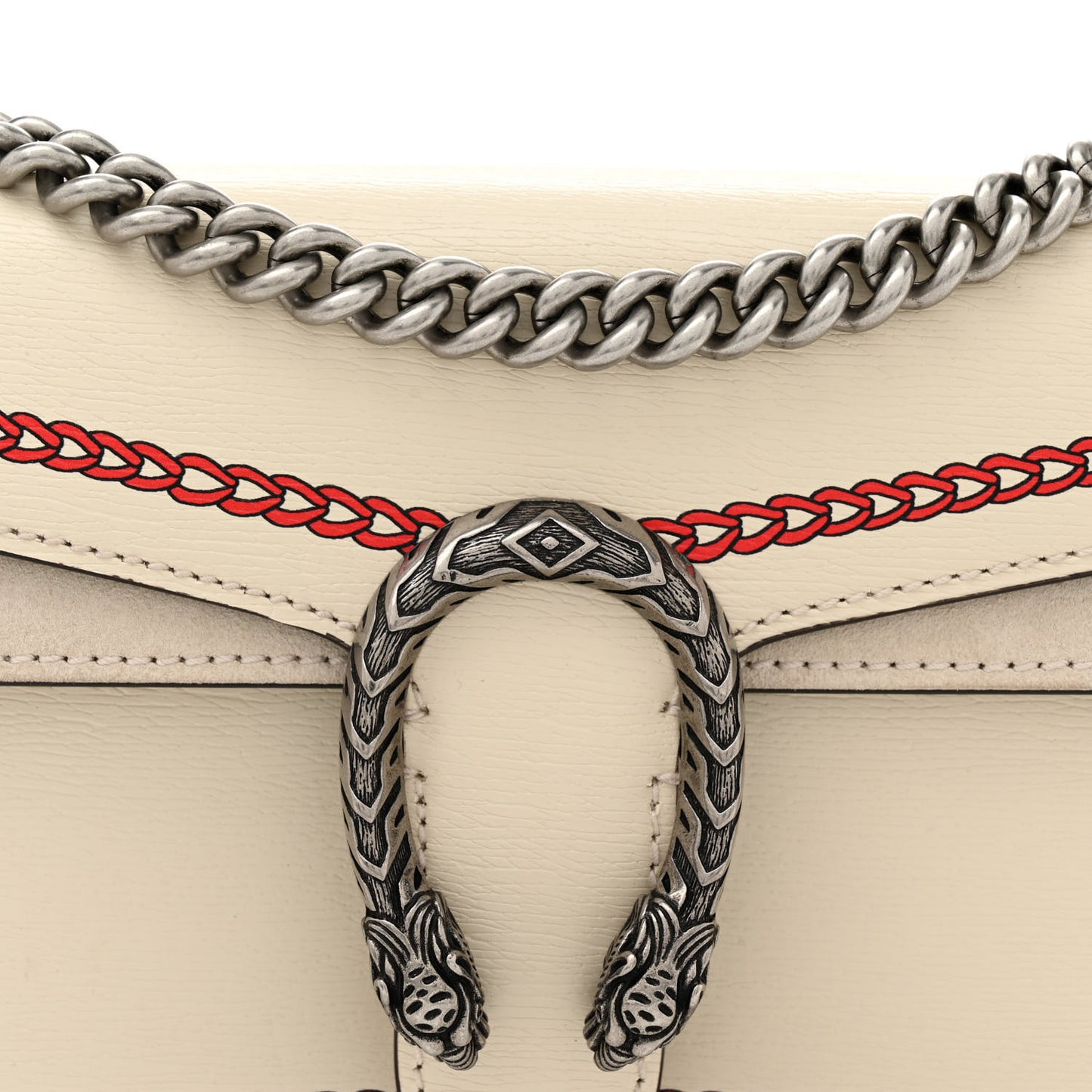 Textured Calfskin Lunar New Year Small Dionysus Shoulder Bag Mystic White Red