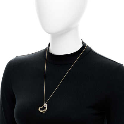 Tiffany 18K Yellow Gold Sterling Silver 27mm Elsa Peretti Double Open Heart Pendant Necklace 2 of 6
