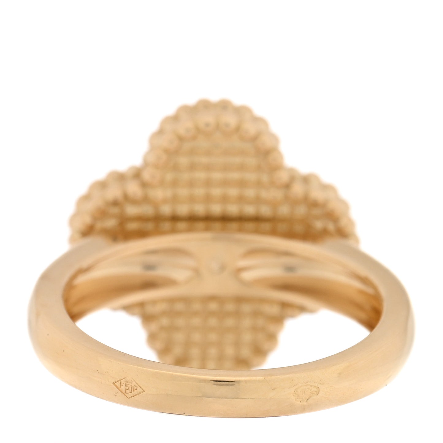 18K Yellow Gold Black Onyx Diamond Vintage Alhambra Ring 49/5
