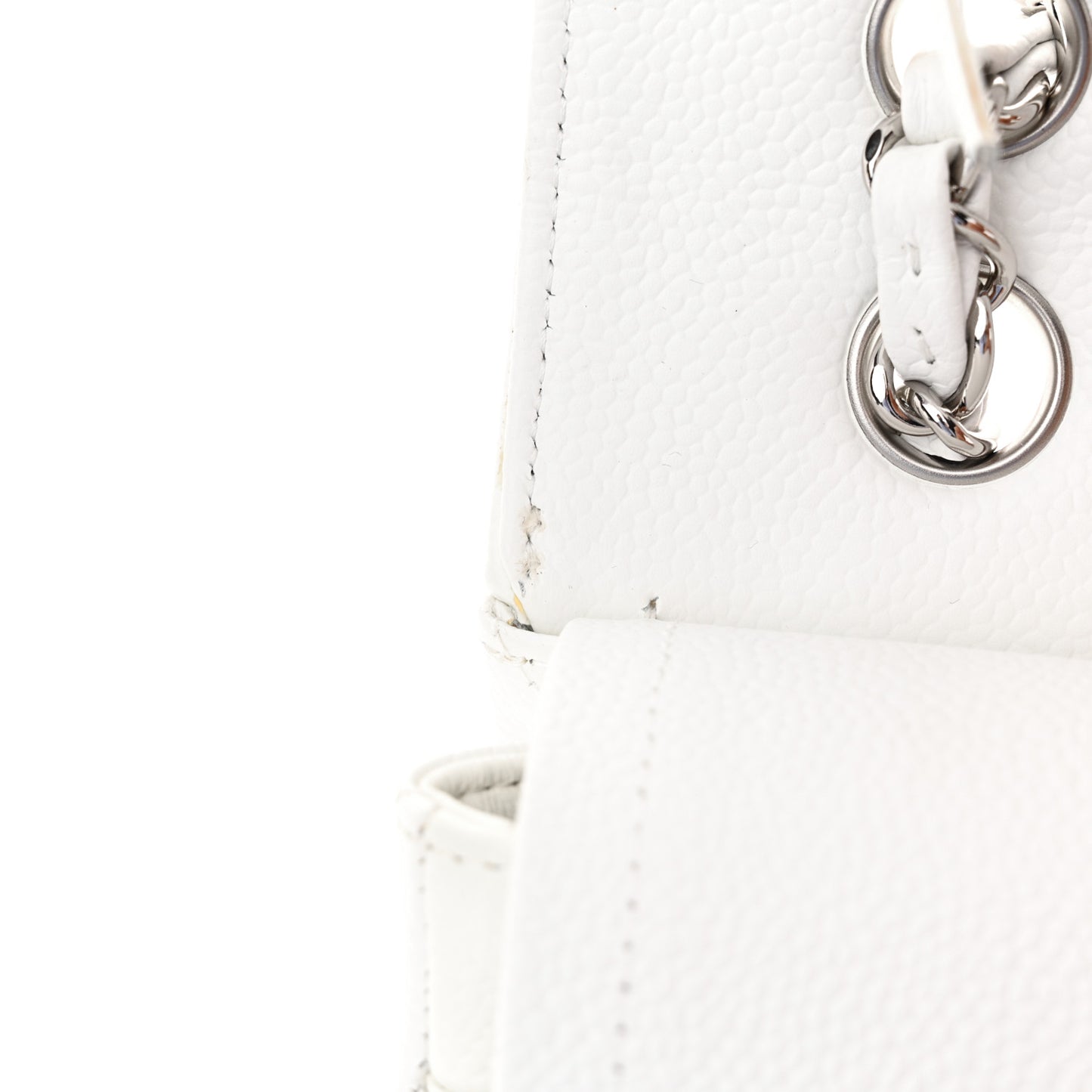 Caviar Quilted Medium Double Flap White
