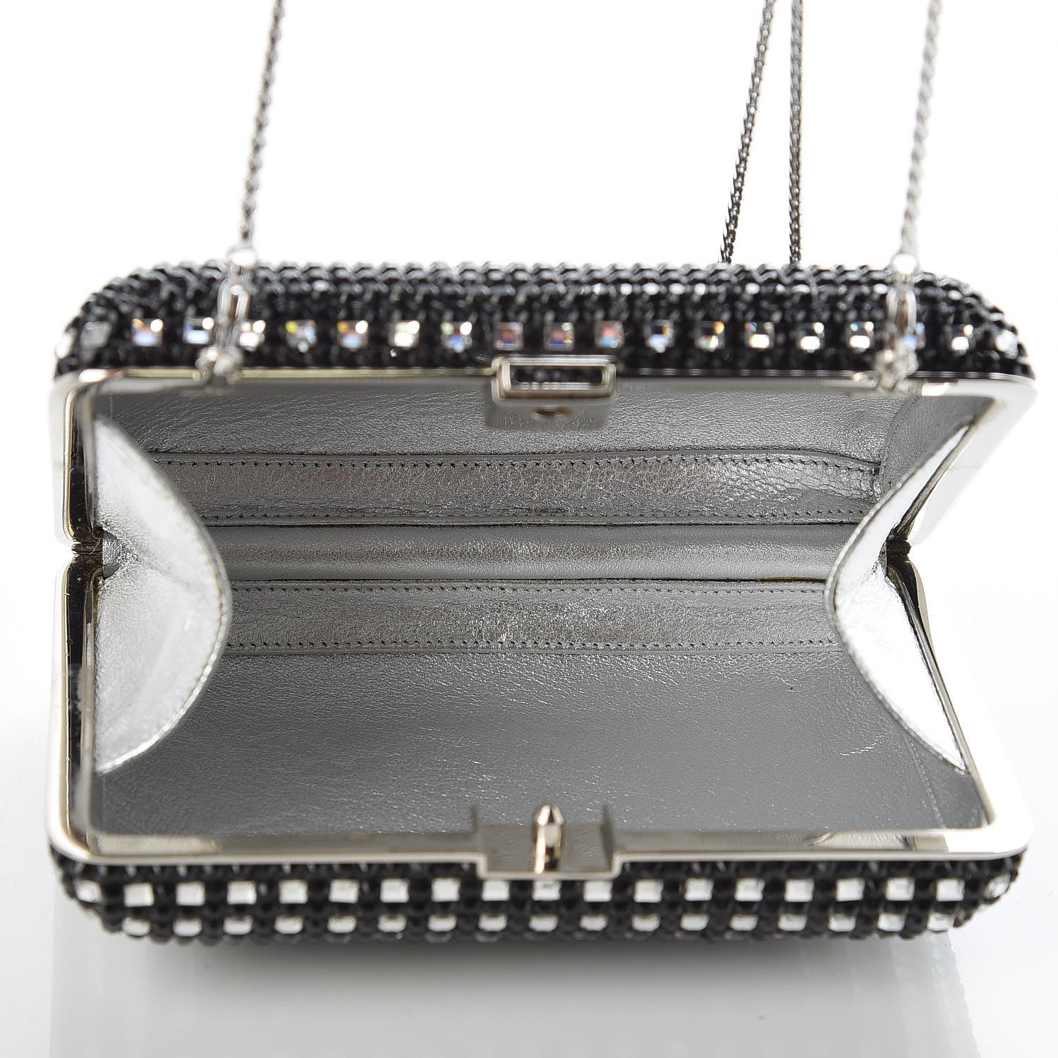 Judith Leiber Crystal Minaudière Clutch Black Silver 5 of 11