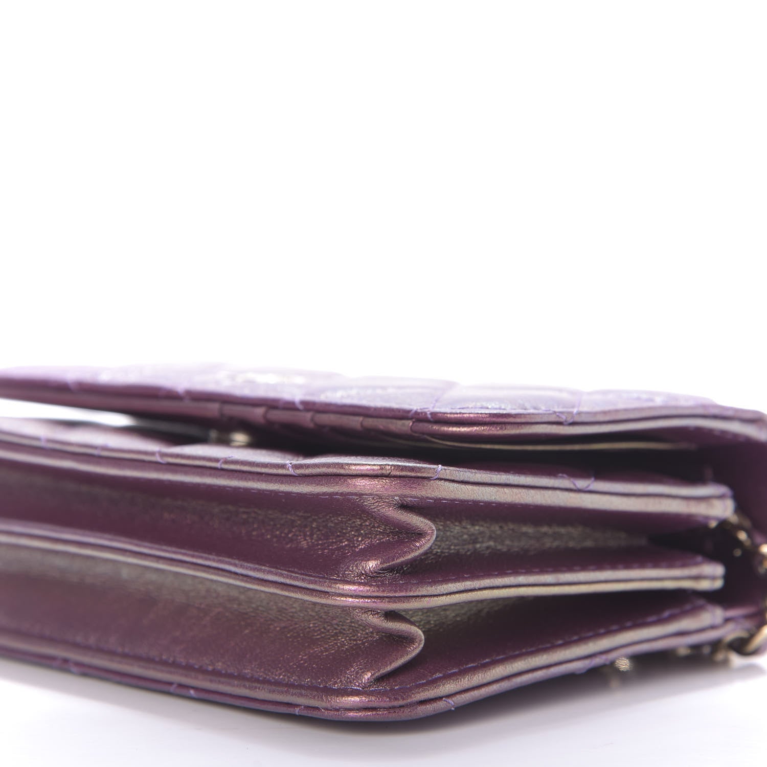 Chanel Iridescent Lambskin Quilted Mini Wallet On Chain WOC Purple 7 of 10
