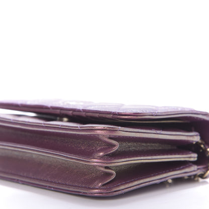 Chanel Iridescent Lambskin Quilted Mini Wallet On Chain WOC Purple 7 of 10