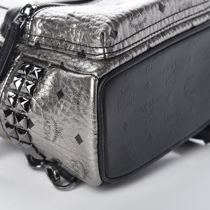 MCM Metallic Visetos Side Stud Mini Stark Backpack Silver Black 5 of 11