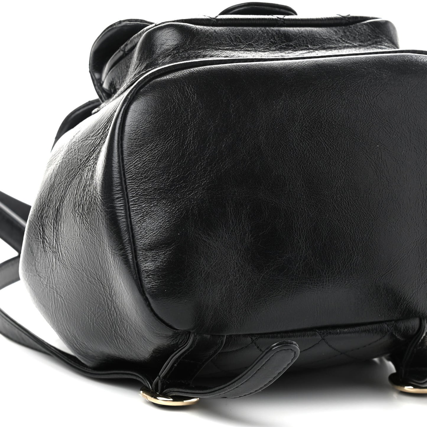 Glazed Aged Calfskin Quilted Small Duma Drawstring Backpack Black