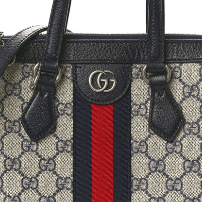 Gucci GG Supreme Monogram Textured Dollar Calfskin Web Small Ophidia Tote Bag Beige Blue 8 of 10
