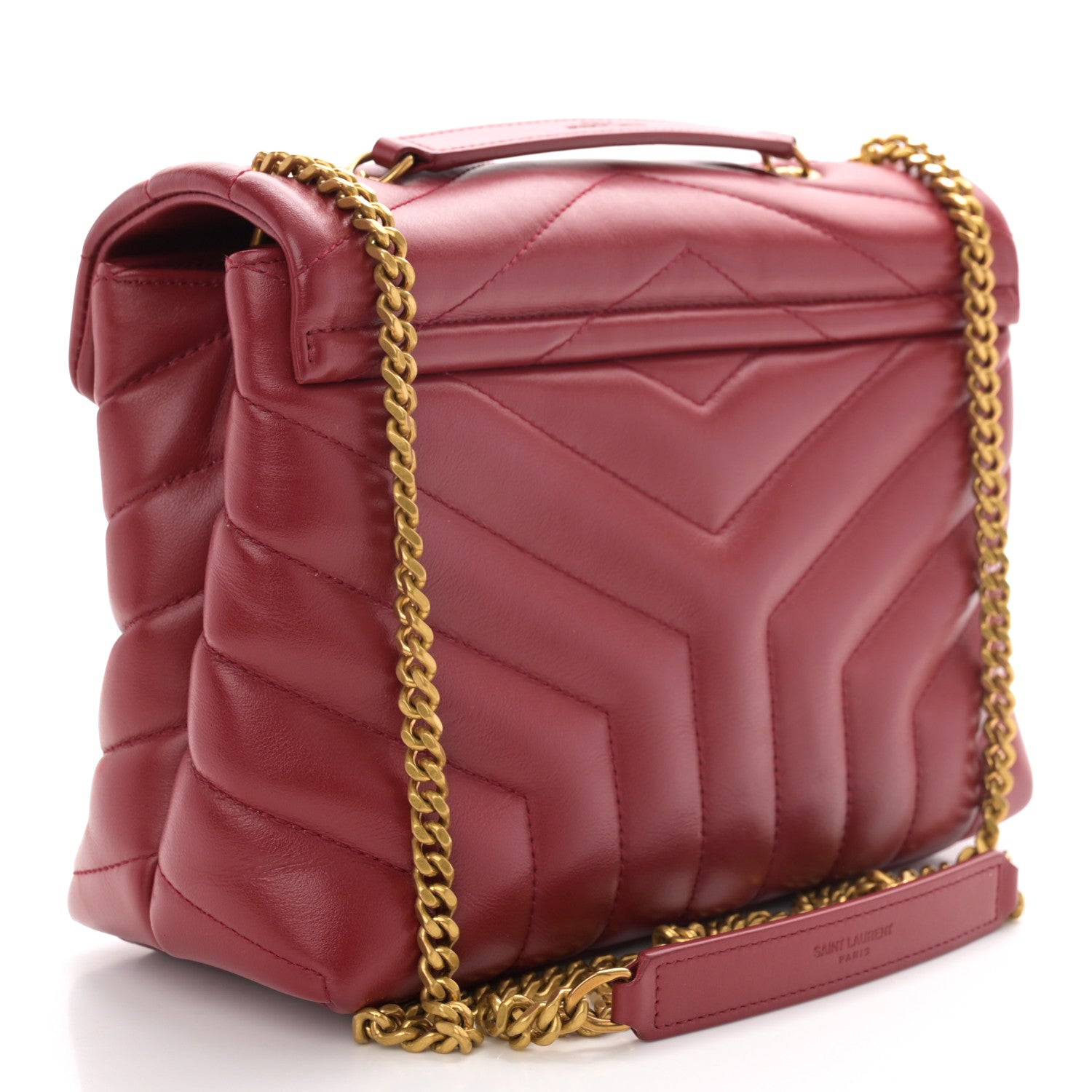 Saint Laurent Calfskin Y Quilted Monogram Small Loulou Chain Satchel Red 3 of 11