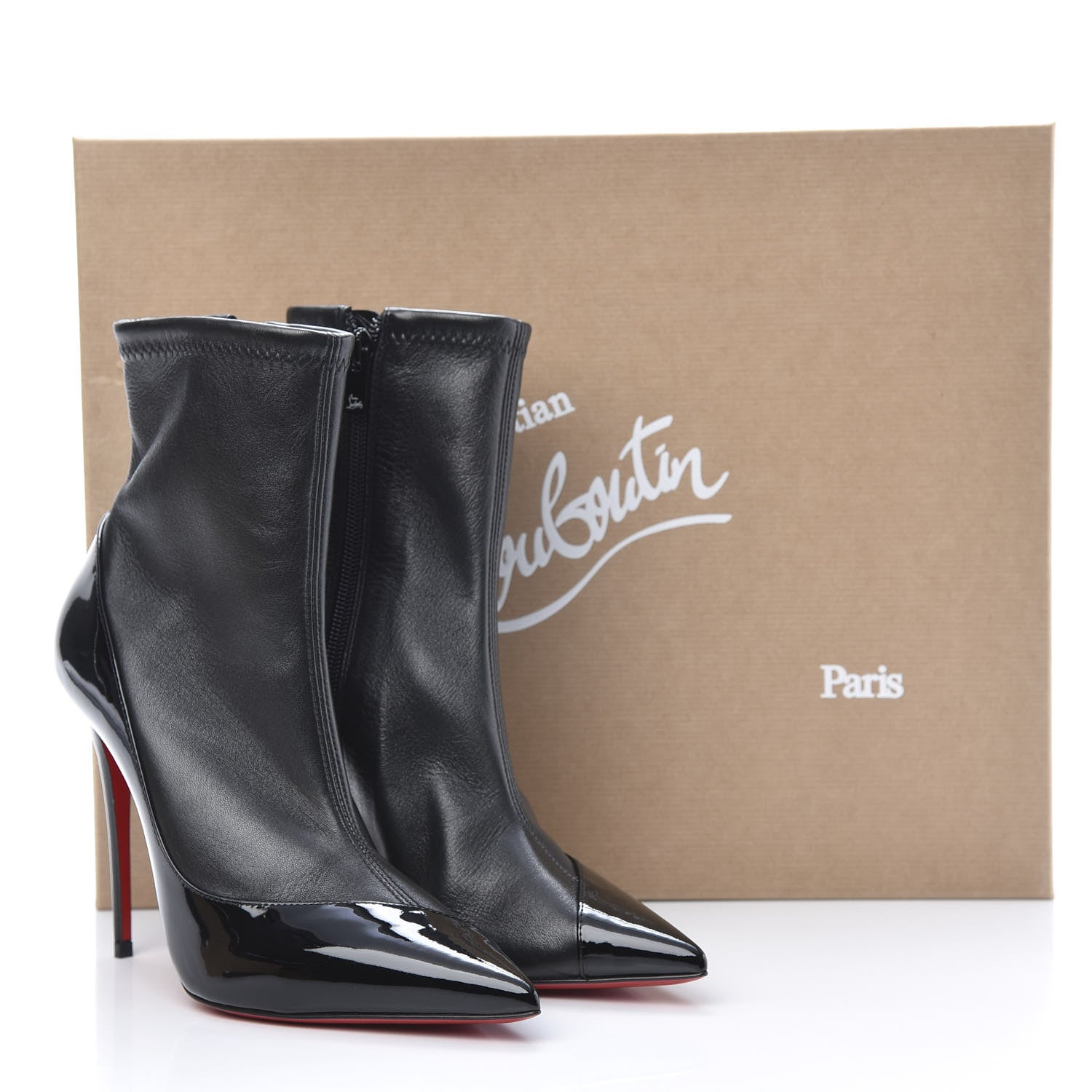 Christian Louboutin Patent Bibooty Ankle Boots 38 Black 8 of 8