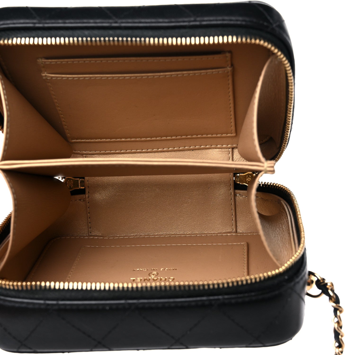 Chanel Lambskin Quilted Golden Plate Clutch With Chain Black 5 of 10