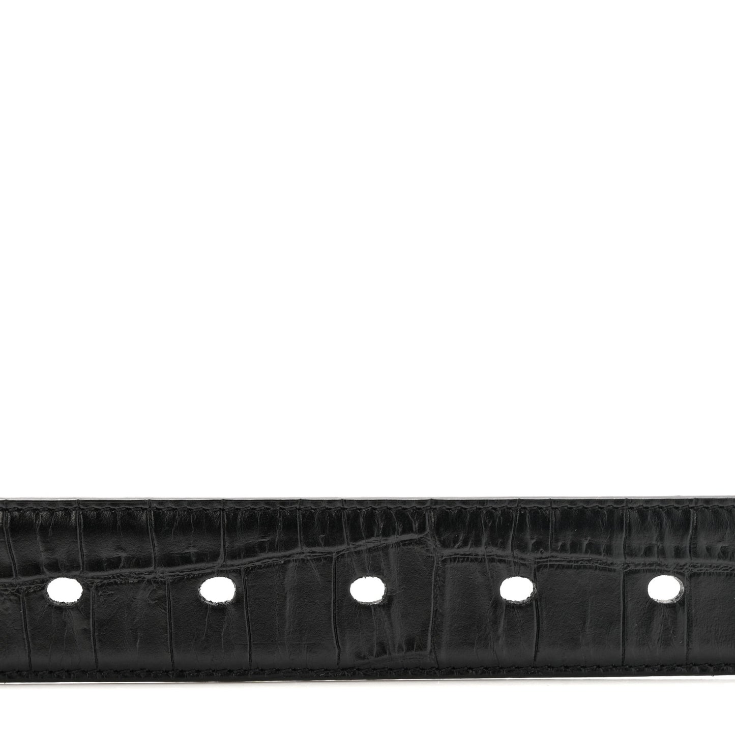 Calfskin Crocodile Embossed Monogram Square Buckle Belt 100 40 Black