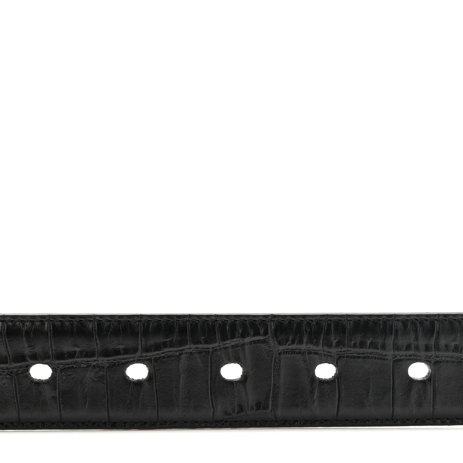 Saint Laurent Calfskin Crocodile Embossed Monogram Square Buckle Belt 100 40 Black 3 of 7