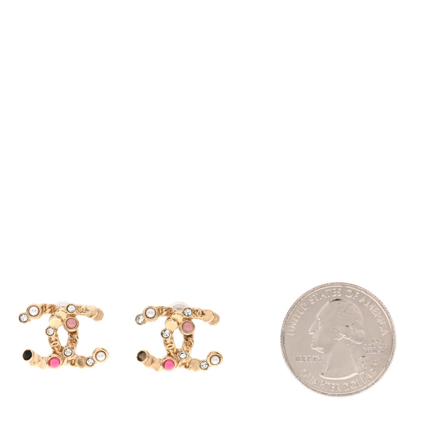 Crystal CC Earrings Gold Pink Multicolor Pearly White