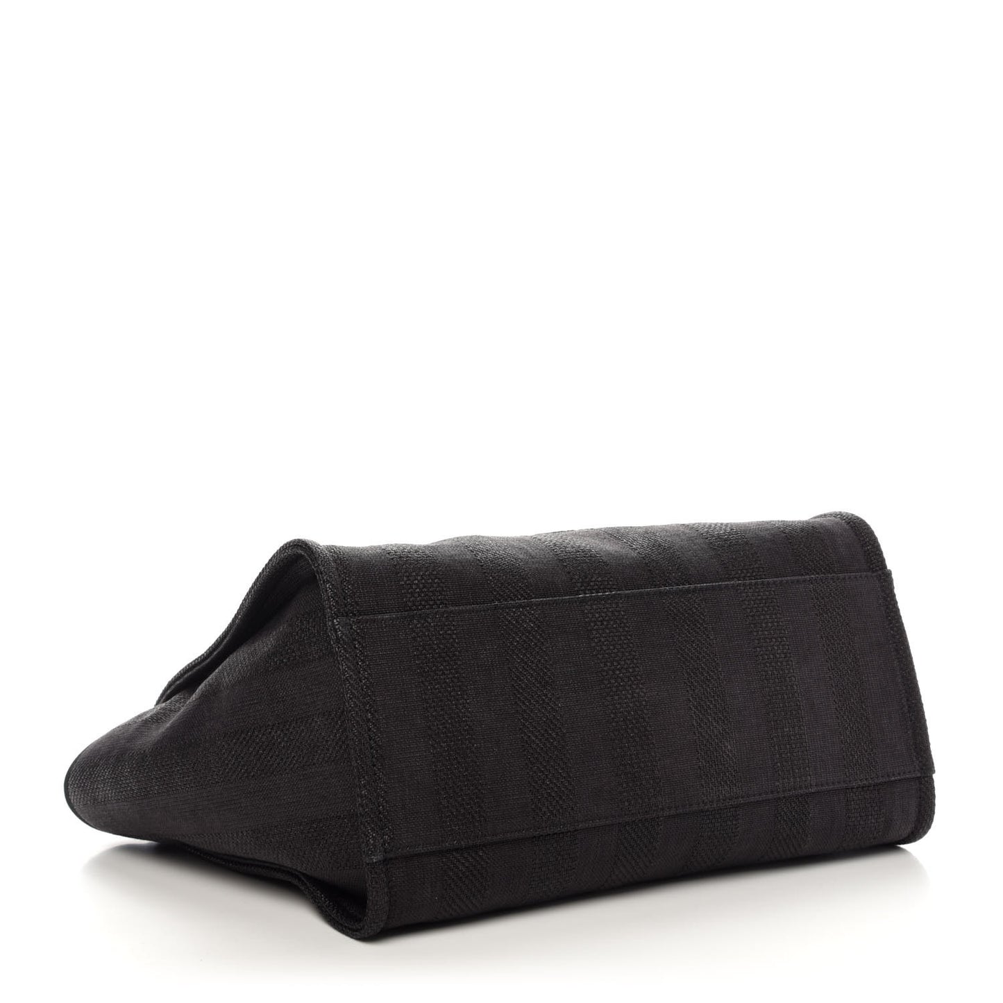 Mixed Fibers Calfskin Striped Medium Deauville Tote Black