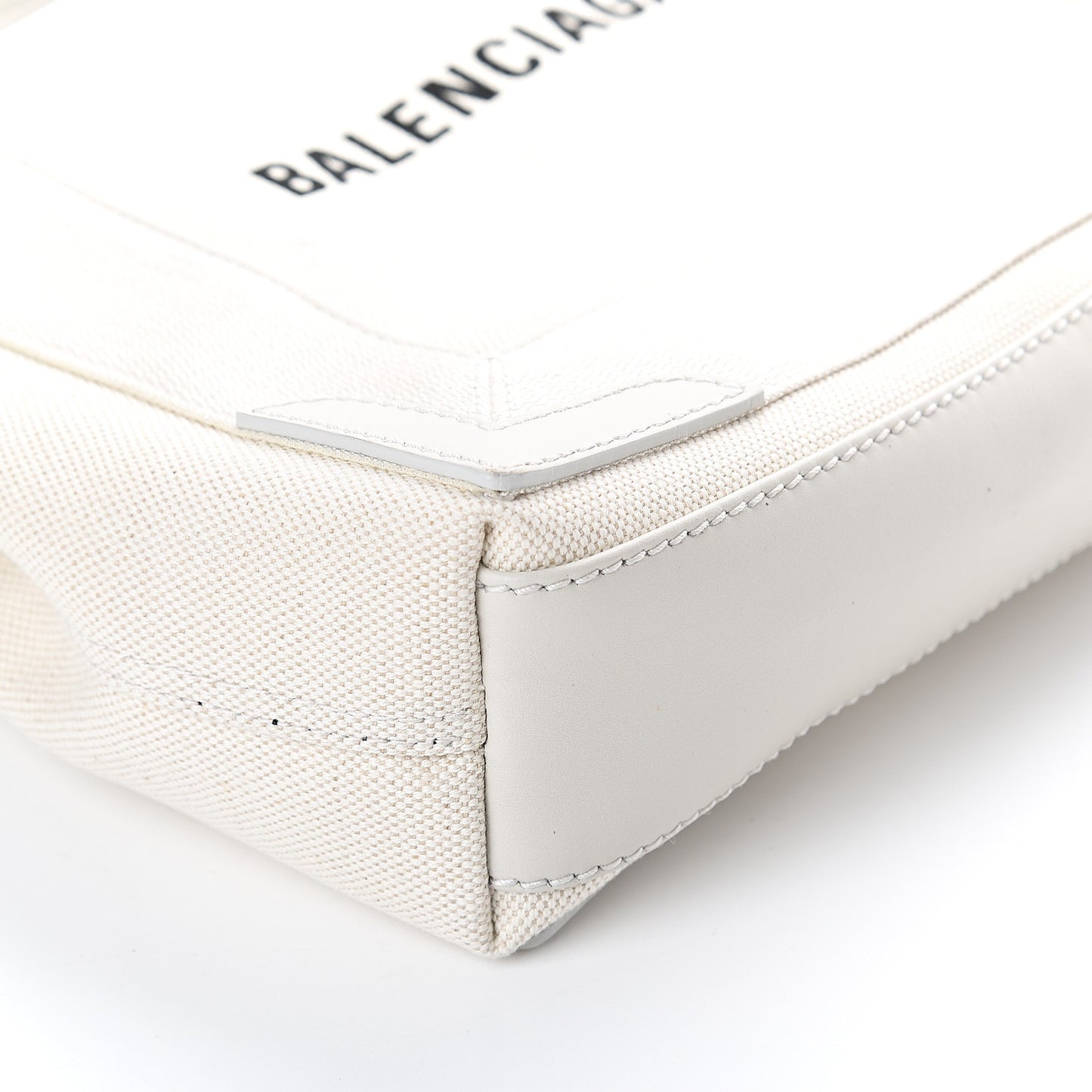 Cotton Canvas Calfskin Navy Cabas XS Off White