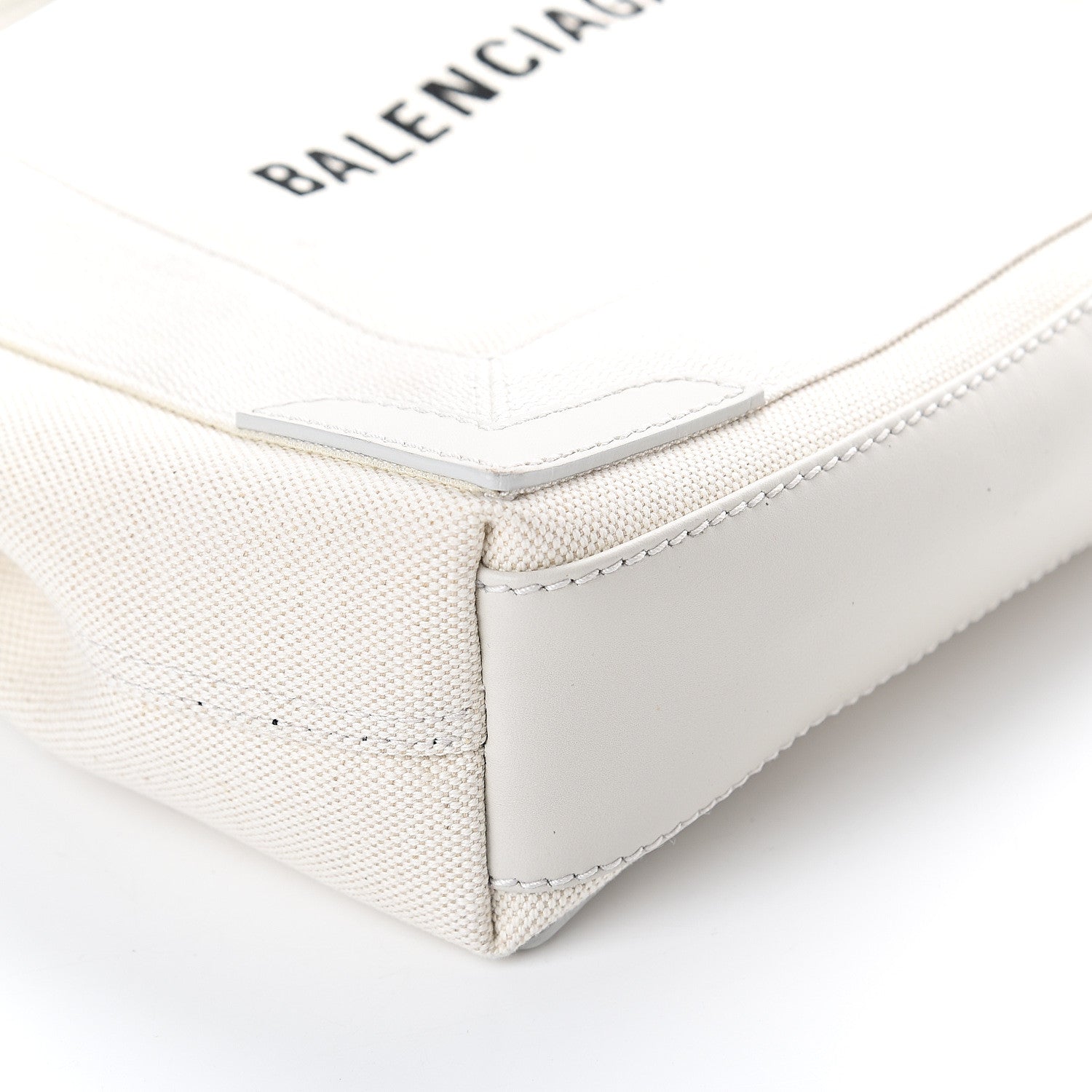 Balenciaga Cotton Canvas Calfskin Navy Cabas XS Off White 6 of 7