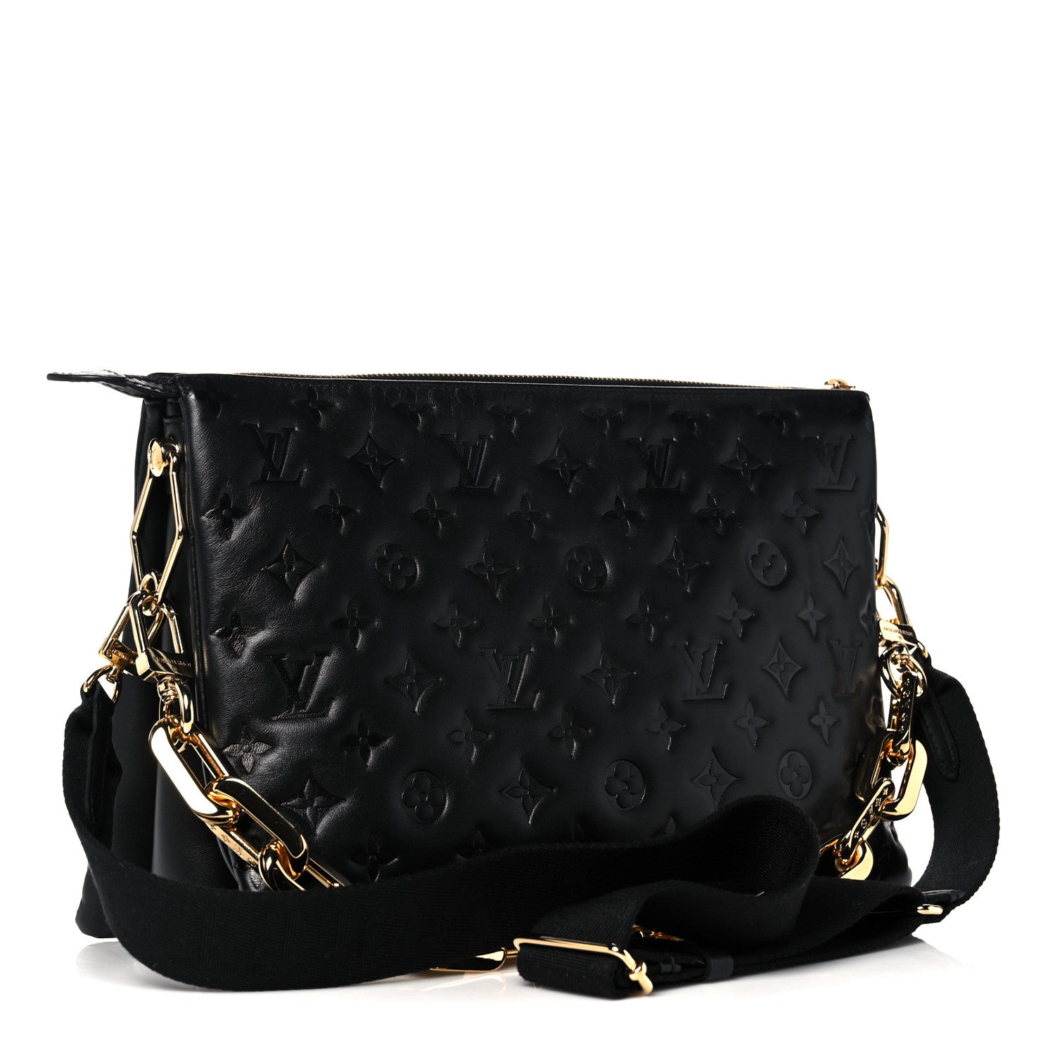 Louis Vuitton Lambskin Embossed Monogram Coussin MM Black 3 of 8