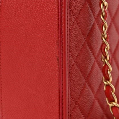 Chanel Caviar Quilted Large CC Filigree Vanity Case Red 12 of 13