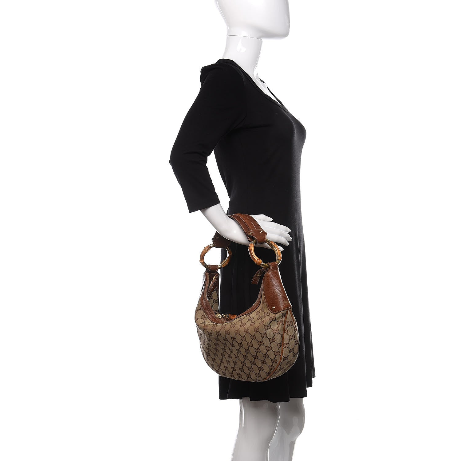 Gucci Monogram Bamboo Ring Hobo Brown 2 of 13