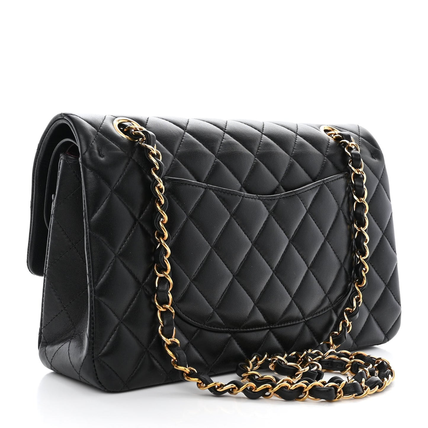 Lambskin Quilted Medium Double Flap Black