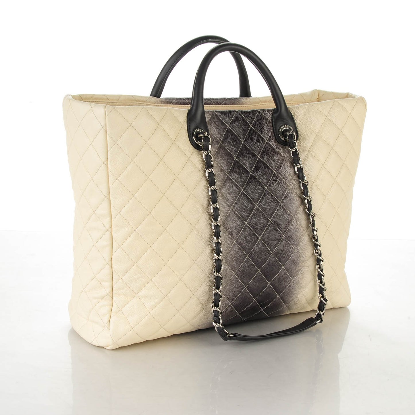 Caviar Ombre Large Shopping Tote White