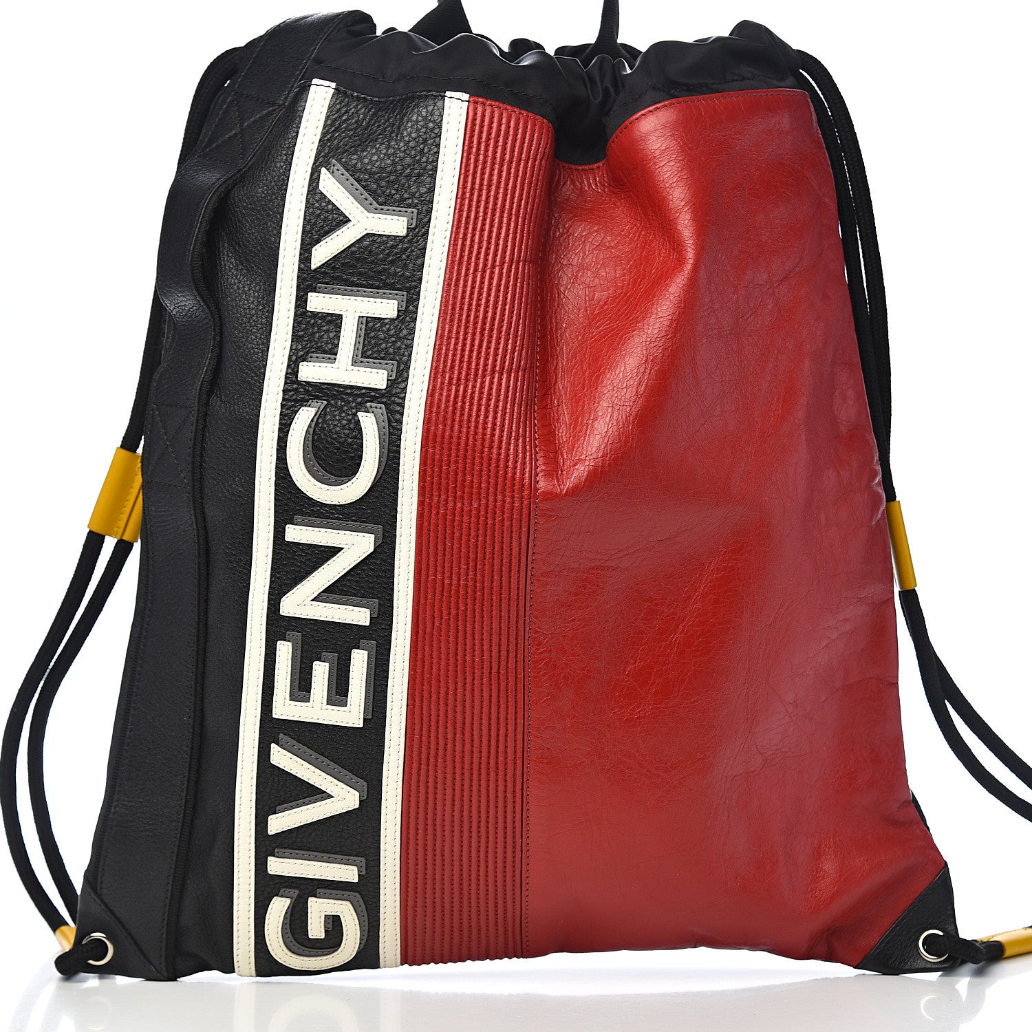 Givenchy Grained Calfskin Logo Drawstring Backpack Red Black 9 of 9