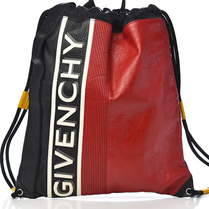 Givenchy Grained Calfskin Logo Drawstring Backpack Red Black 9 of 9
