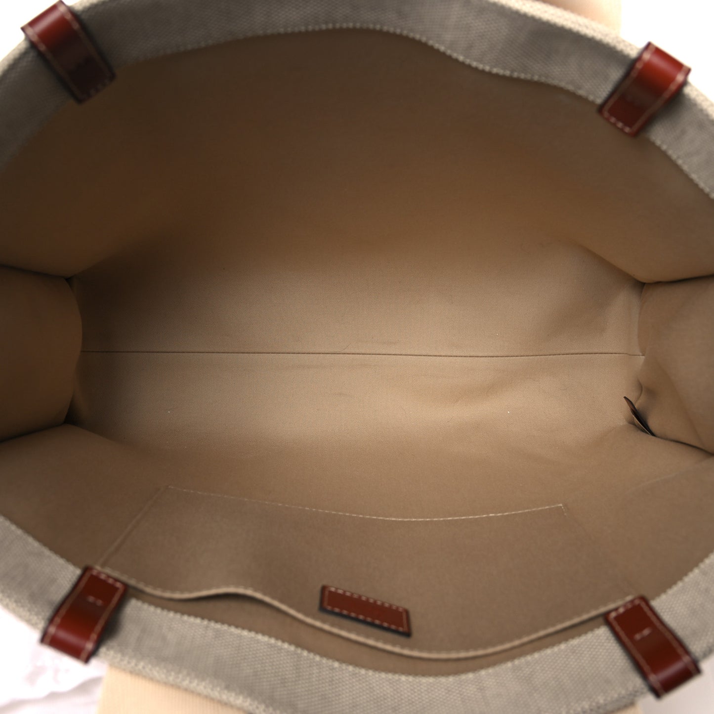 Cotton Calfskin Large Woody Ribbon Tote White Brown