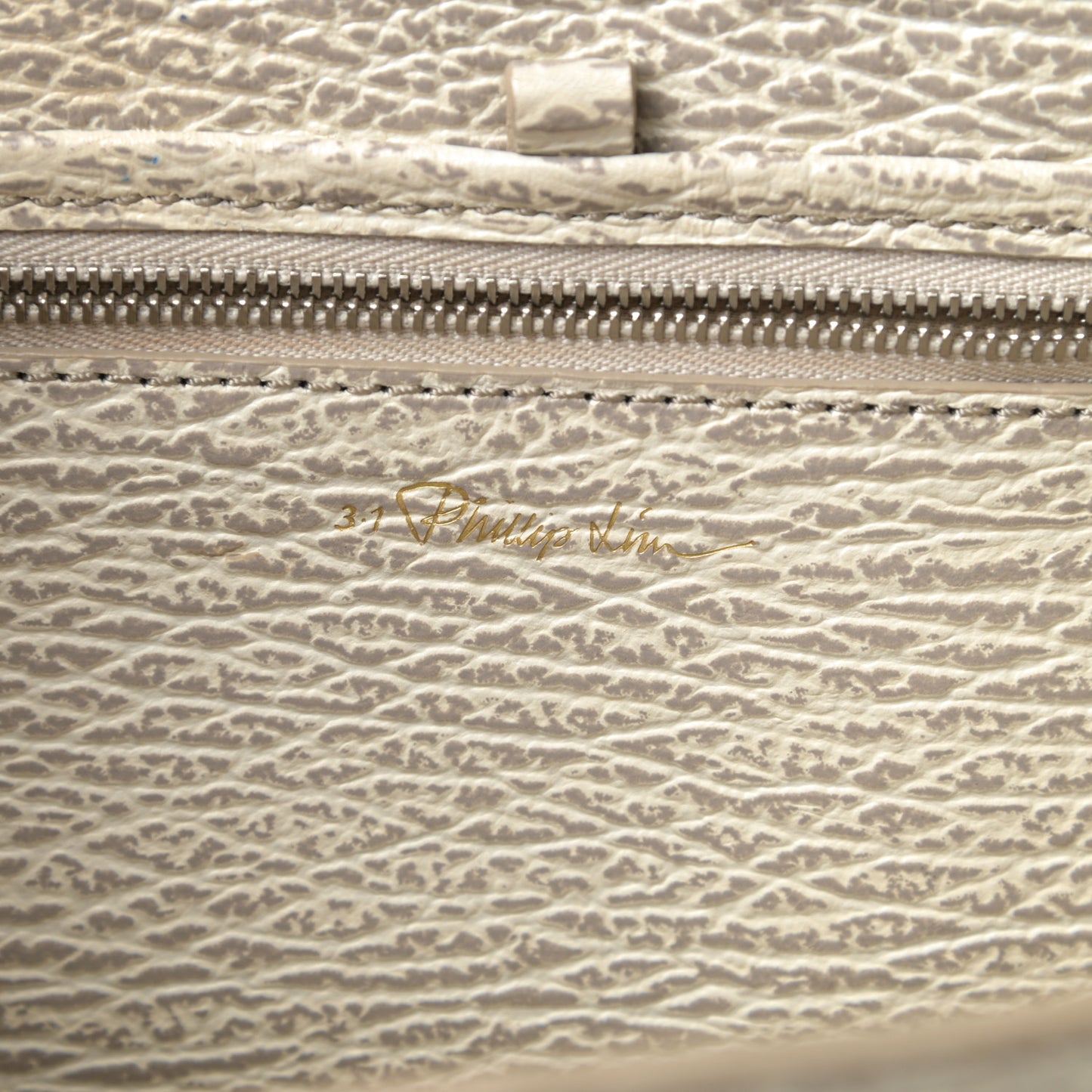 Shark Embossed Textured Calfskin Large Pashli Satchel Ivory Dove
