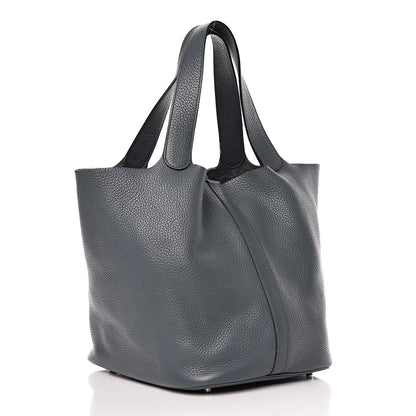 Hermes Taurillon Clemence Picotin Lock 26 GM Bleu Orage 2 of 14