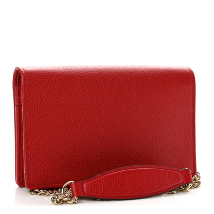 Gucci Pebbled Calfskin Soho Wallet On Chain Vibrant Red 3 of 10