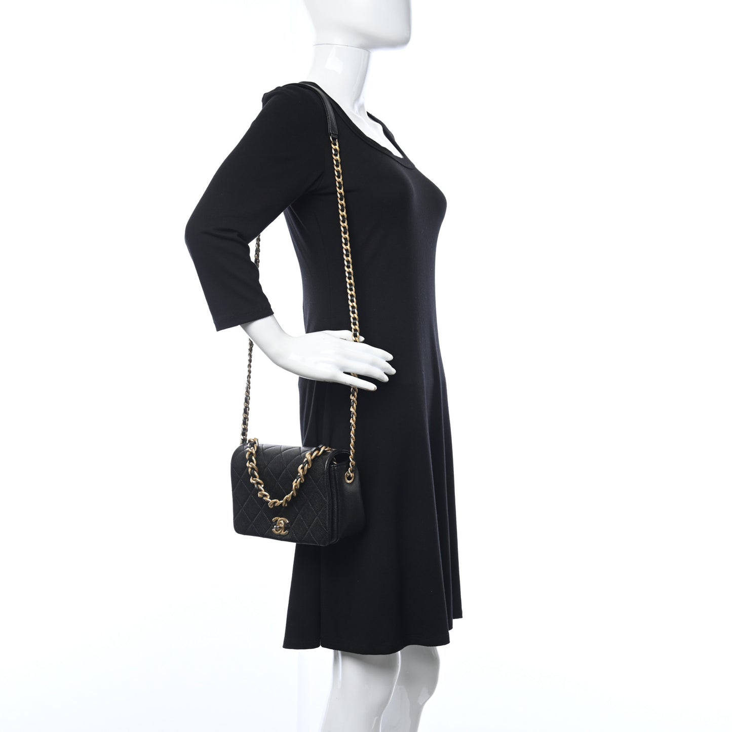 Caviar Quilted Small Fashion Therapy Flap Bag Black