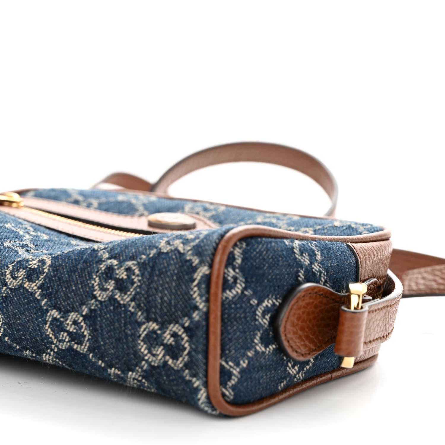 Gucci New Denim GG Monogram Dollar Calfskin Mini Ophidia Shoulder Bag Blue Tea Cuir Epilog 10 of 10