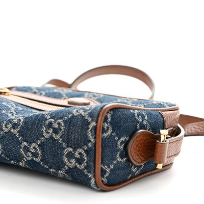 Gucci New Denim GG Monogram Dollar Calfskin Mini Ophidia Shoulder Bag Blue Tea Cuir Epilog 10 of 10