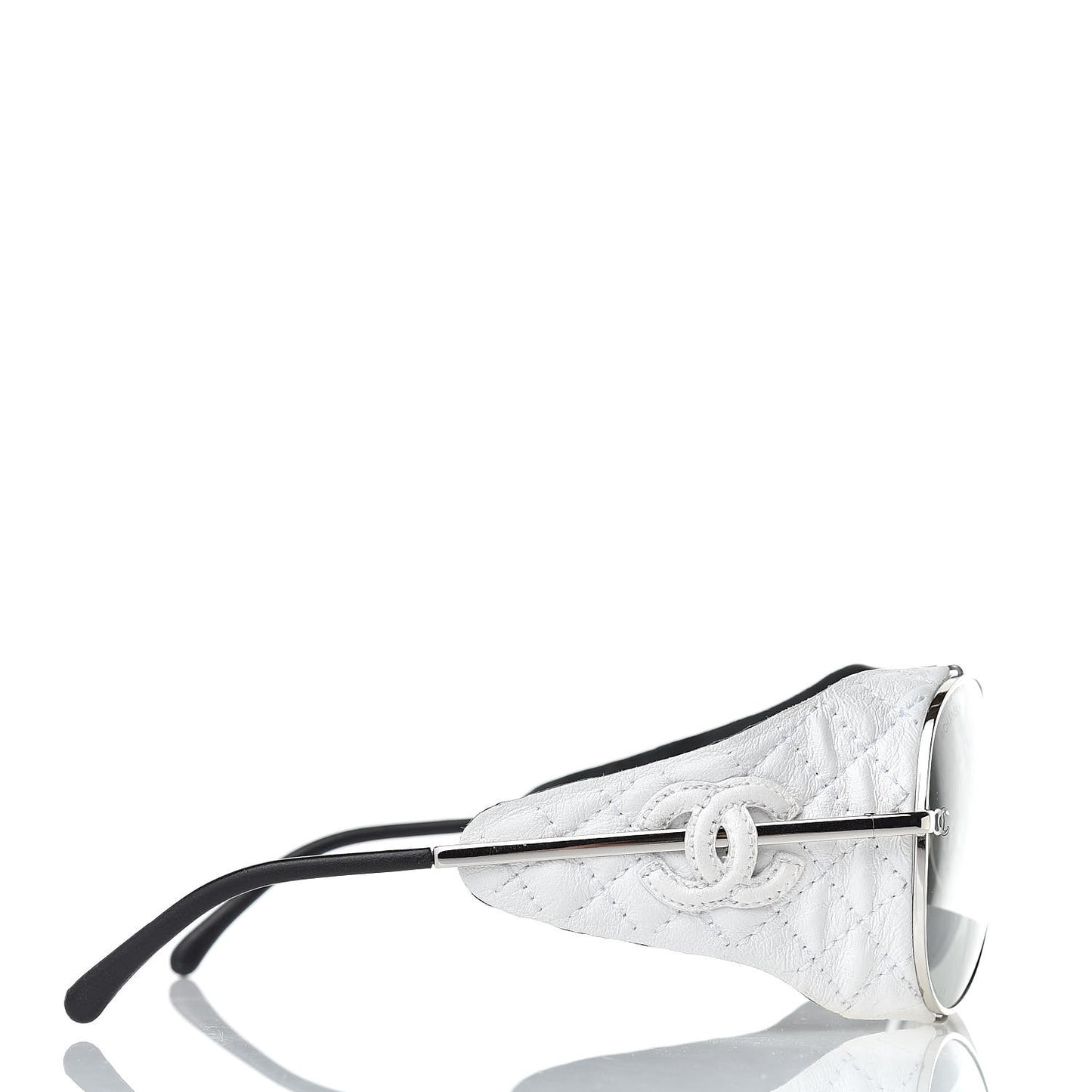 Titanium Lambskin CC Pilot Sunglasses White