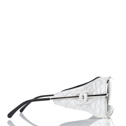 Chanel Titanium Lambskin CC Pilot Sunglasses White 3 of 7
